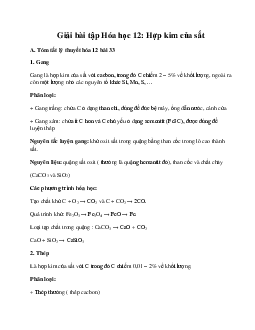 Giải bài tập Hóa 12 bài 33: Hợp kim của sắt