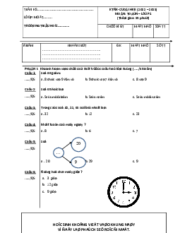 Đề thi học kì 2 lớp 1 năm 2022 - 2023 | Toán 1 | Cánh diều | đề 8