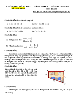 Đề tham khảo học kì 1 Toán 8 năm 2022 – 2023 trường THCS Thăng Long – TP HCM