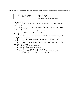 Đề thi học kì 1 lớp 9 môn Hóa học Phòng GD&ĐT huyện Vĩnh Thuận năm học 2018 - 2019
