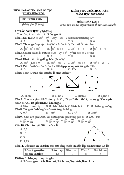 Đề cuối học kỳ 1 Toán 8 năm 2023 – 2024 phòng GD&ĐT Ứng Hòa – Hà Nội