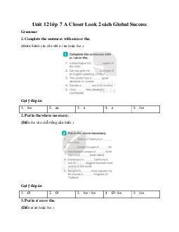 Unit 12 lớp 7 A Closer Look 2 sách Global Success