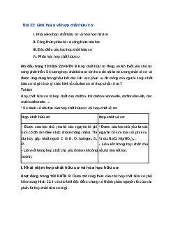 Giải Khoa học tự nhiên 9 Kết nối tri thức Bài 22: Giới thiệu về hợp chất hữu cơ