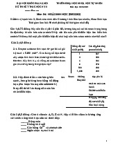 Đề thi Hóa sinh học kỳ 2 năm học 2020-2021 | Trường Đại học Khoa học tự nhiên, Đại học Quốc gia Hà Nội