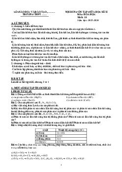 Đề cương ôn thi giữa học kì 2 môn Hóa học 10 năm 2023 - 2024 (Sách mới) | Chân Trời Sáng Tạo