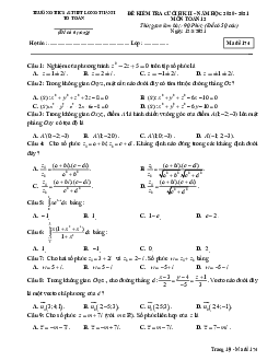 Đề thi cuối HK2 Toán 12 năm 2020 – 2021 trường Long Thạnh – Kiên Giang