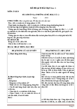 Giáo án Toán lớp 1 sách Cánh Diều tuần 25