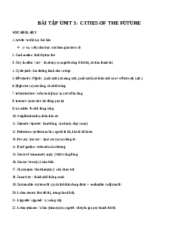 Giải Bài tập tiếng Anh 11 Unit 3: Cities of the future