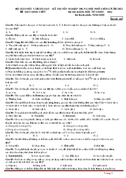 Đề Thi Tốt Nghiệp THPT 2022 Môn Sinh -Mã Đề 215 (Có Lời Giải)