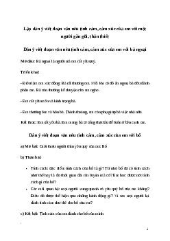Văn mẫu Dàn ý viết đoạn văn nêu tình cảm, cảm xúc của em với một người gần gũi, thân thiết | Kết nối tri thức
