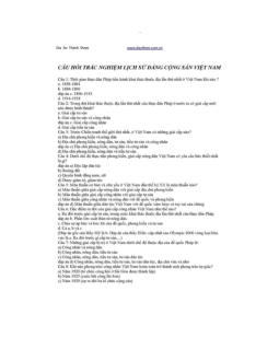 Trắc nghiệm Lịch sử Đảng | Đại học Công Đoàn