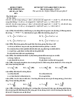 Đề ôn thi tốt nghiệp THPT môn Lý 2021 chuẩn cấu trúc đề minh họa (Đề 4) (có đáp án)