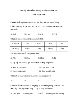 Bài tập cuối tuần Toán lớp 3 Chân trời sáng tạo - Tuần 26