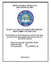 Những yếu tố ảnh hưởng đến sự đổi mới quy trình sản xuất của các doanh nghiệp ngành dệt may niêm yết trên TTCK Việt Nam | Bài thảo luận Phương pháp nghiên cứu khoa học