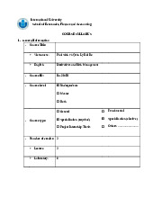 Course Syllabus | Môn Derivatives and Risk Management - Trường Đại học Quốc tế, Đại học Quốc gia Thành phố Hồ Chí Minh