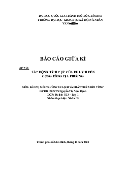 TÁC ĐỘNG TÍCH CỰC CỦA DU LỊCH ĐẾNCỘNG ĐỒNG ĐỊA PHƯƠNG | Phát Triển Du Lịch Bền Vững | Đại học Khoa học Xã hội và Nhân văn, Đại học Quốc gia Thành phố HCM