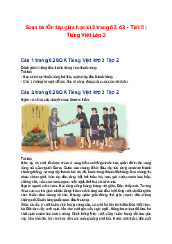 Soạn bài Ôn tập giữa học kì 2 trang 62, 63 - Tiết 5 | Tiếng Việt Lớp 3 Tập 2 Cánh diều