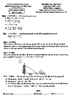 Đề thi học kỳ 2 Toán 8 năm 2018 – 2019 phòng GD&ĐT Quận 1 – TP HCM