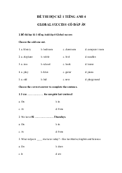 Đề thi học kì 1 tiếng Anh 4 Global success số 5