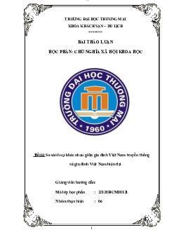 Bài thảo luận: "So sánh sự khác nhau giữa gia đình Việt Nam truyền thống  và gia đình Việt Nam hiện đại"