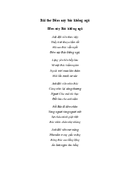 Bài thơ Đêm nay Bác không ngủ | Cánh diều