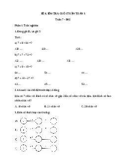 Phiếu bài tập cuối tuần lớp 3 môn Toán - Tuần 7 (cơ bản) | Kết nối tri thức