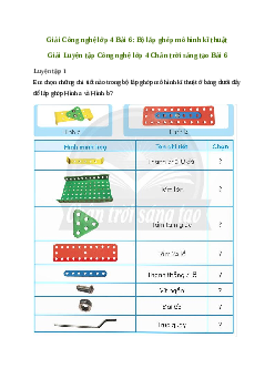 Giải Công nghệ lớp 4 Bài 6: Bộ lắp ghép mô hình kĩ thuật | Chân trời sáng tạo