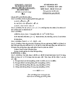 Đề thi cuối học kì 1 Toán 11 năm 2019 – 2020 trường THPT Phan Đăng Lưu – TP HCM