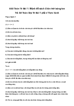 Giải Toán 10 Bài 1: Mệnh đề | Chân trời sáng tạo