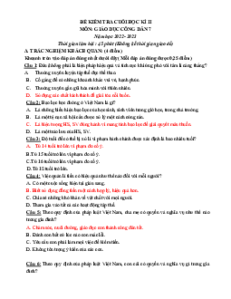 Đề thi học kì 2 môn Giáo dục công dân 7 năm 2022 - 2023 sách Kết nối tri thức với cuộc sống - Đề 2