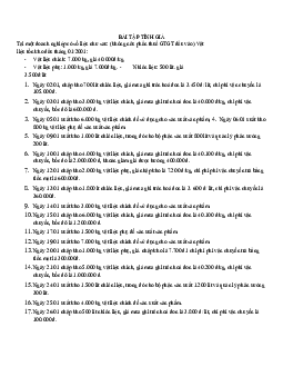 Bài tập tính giá Bài tập tính giá học phần Nguyên lý kế toán