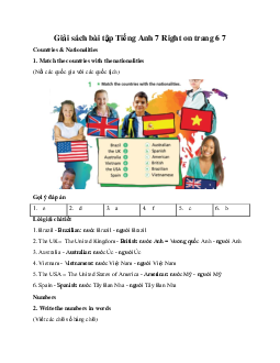 Giải sách bài tập Tiếng Anh 7 Right on Welcome back trang 6 7