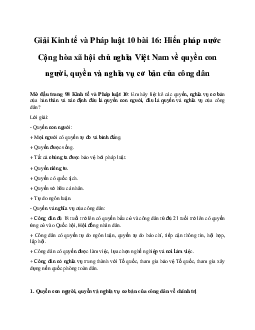 Giải Kinh tế và Pháp luật 10 bài 16 CD