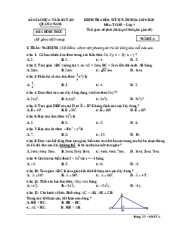 Đề thi học kỳ 2 Toán 7 năm học 2019 – 2020 sở GD&ĐT Quảng Nam