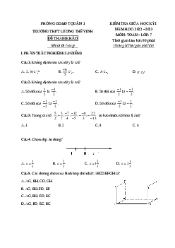 Đề tham khảo giữa học kỳ 1 Toán 7 năm 2022 – 2023 THCS Lương Thế Vinh – TP HCM