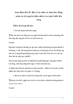 Giải Địa lí 6 Bài 29: Bảo vệ tự nhiên và khai thác thông minh các tài nguyên thiên nhiên vì sự phát triển bền vững | Kết nối tri thức