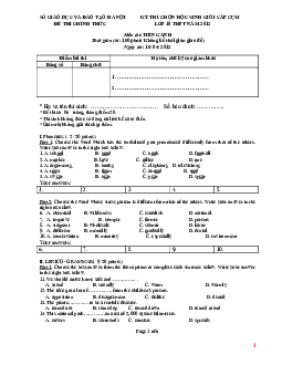 Đề thi chính thức chọn học sinh giỏi cấp cụm lớp 10 THPT năm 2012 Hà Nội  ngày thi 15/04/2012(có đáp án)
