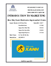 Dien May Xanh Electronics Supermarket Chains | Bài tiểu luận học phần Marketing căn bản | Đại học Hoa Sen