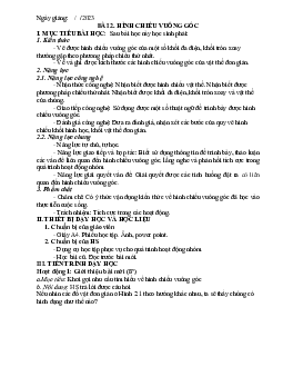 Giáo án Công nghệ 8 Bài 2: Hình chiếu vuông góc | Chân trời sáng tạo
