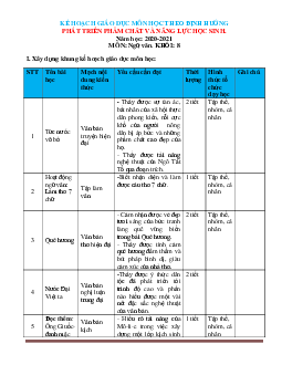Kế hoạch giáo dục môn Văn lớp 8 cả năm theo mẫu của Bộ