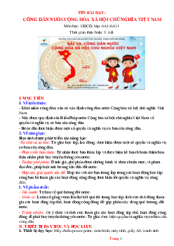 Giáo án GDCD 6 Bài 10: Công dân Nước Cộng Hòa Xã Hội Chủ Nghĩa Việt Nam | Cánh diều