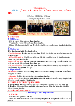 Giáo án GDCD 6 Bài 1: Tự hào về truyền thống gia đình dòng họ | Chân trời sáng tạo