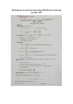 Đề thi giữa học kì 1 lớp 9 môn Toán trường THCS Phan Chu Trinh năm học 2018 - 2019