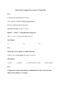Giải Tiếng Anh 8 Unit 5: Language Focus | Friends Plus