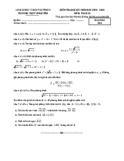 Đề thi học kì 1 Toán 10 năm 2019 – 2020 trường THPT Vĩnh Viễn – TP HCM