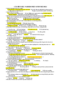 Câu hỏi trắc nghiệm về Sinh thái học có đáp án