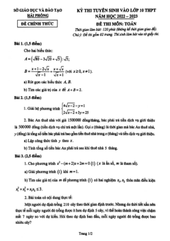 Đề thi vào 10 môn Toán năm 2023 - 2024 sở GD&ĐT Hải Phòng