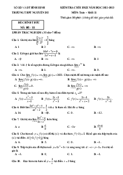 Đề cuối HK2 Toán 11 năm 2022 – 2023 trường THPT Nguyễn Du – Bình Định