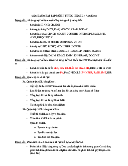 Các dạng bài tập môn Hệ thống thông tin quản lý | Đại học Kinh tế Quốc dân