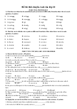 Đề thi thử chuyên Anh vào lớp 10 năm 2023-2024